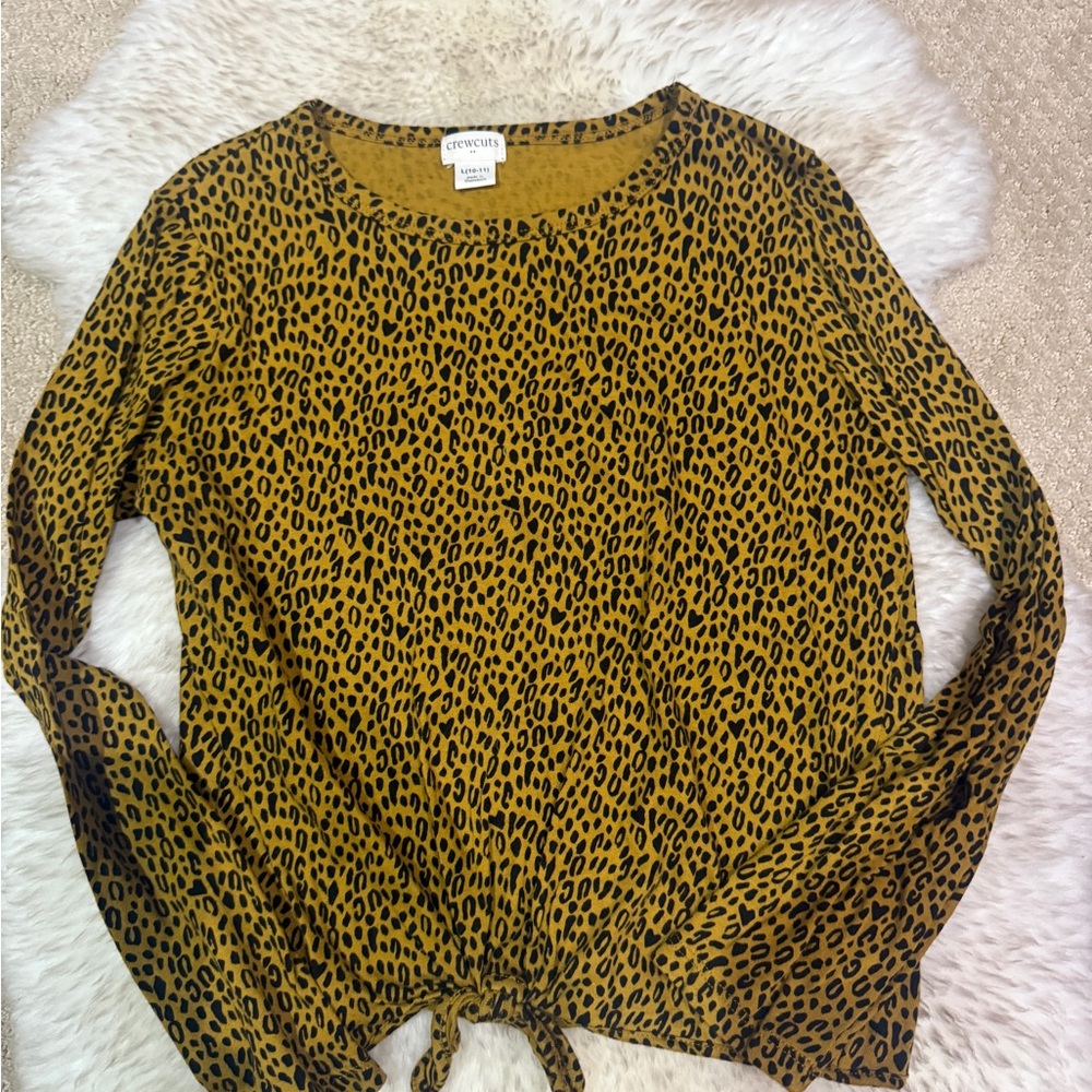 Crewcuts Yellow and Black Leopard Print Long Sleeve Tee